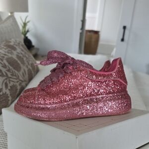 Alexander McQueen Glittery Pink Kids Sneakers
